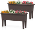 Giantex Raised Garden Beds Outdoor Set of 2, Self-Watering Planter Box with Detachable Legs & Drainage Hole, Outdoor Raised Container for Vegetable Fruit Herbs, 31.5”Lx12”Wx16”H, Easy Assembly (Brown)