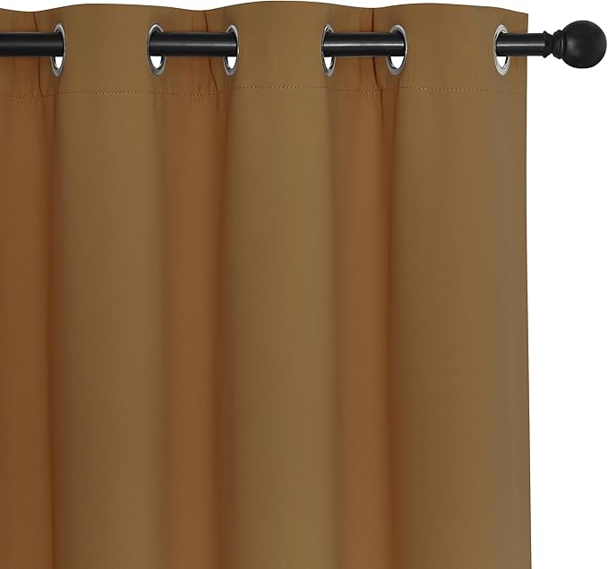 NICETOWN Blackout Doorway Curtain Drape 78 inch Long - Grommet Noise Reducing Thermal Insulated Solid Modern Window Treatments for Bedroom Closet (1 Panel, 52 x 78 Inch, Gold Brown)