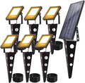 Solar Spotlights Outdoor Waterproof, Zeta 6-in-1 Spot Lights Metal Warm White Auto On/Off Dusk to Dawn Landscape Flag Pole Uplights for Outside House Trees Garden Yard Driveway Pathway Lawn