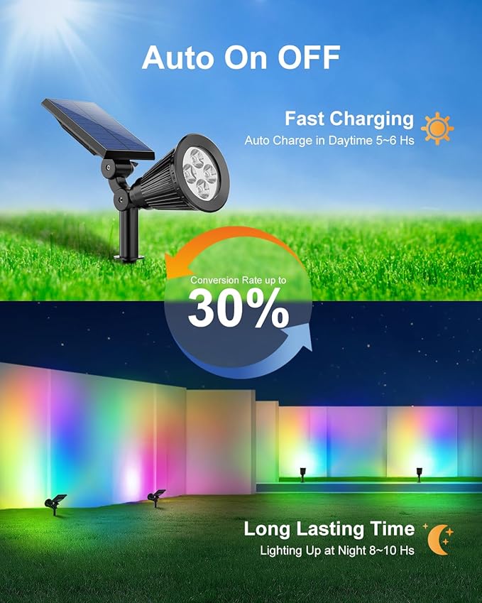 4 Pack Color Change Solar Spotlights Outdoor for Christmas Decorations, Tree, Snowman, Santa Claus, Elk Statue, Waterproof RGB Lanscape Spot Lights Uplighting for Outside House Wall, Yard, Garden