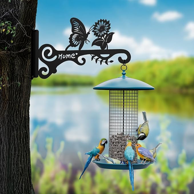 Metal Plant Hooks (2-Pack) - Decorative Wall Hangers with Butterfly Design for Indoor & Outdoor Use - Hanging Brackets for Plants, Flower Baskets, Bird Feeders, Lanterns - Patio, Garden, Home Decor