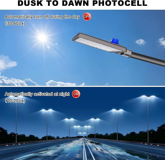 Juyace 480W LED Parking Lot Light 2 Pack, Slip Fitter Mount Outdoor Street Light, Dusk to Dawn Photocell, 72000lm Super Bright Commercial Area Flood Light, IP65 Waterproof, 110-277V for Stadium