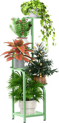 TOSKING 5 Tier Tall Plant Stand Indoor Outdoor, Heavy Duty Corner Shelf for Plants & Decor, Space Saving 3.9FT Metal Flower Pot Stand for Balcony, Garden, Living Room, Patio( Sage Green, 5Tier SQ Base)
