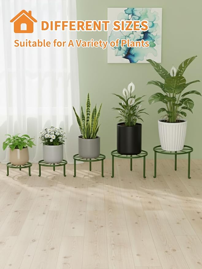 5 Pack Metal Potted Plant Stand Small Flower Pot Holder for Indoor and Outdoor Round Flower Pot Support Rack Plant Stands for Multiple Plants