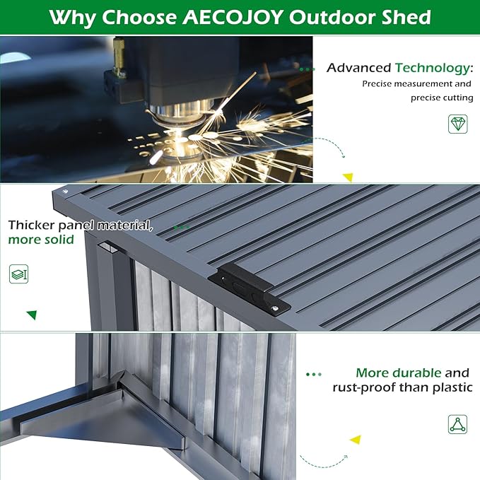 AECOJOY Outdoor Trash Can Storage Shed for 3 Garbage Cans, 73 Cu.Ft Outside Garbage Can Storage Sheds & Outdoor Storage Clearance, Dark Grey Outdoor Horizontal Storage Cabinet Waterproof