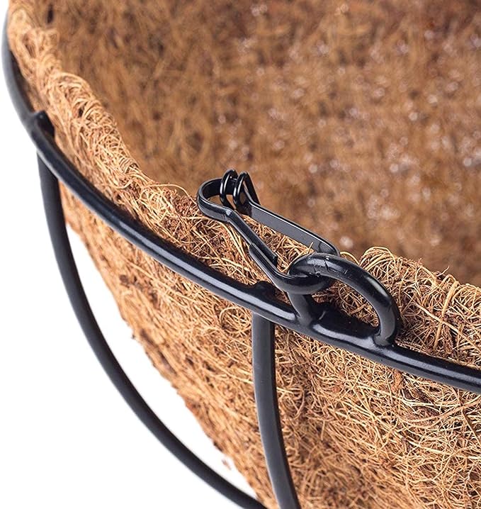Tosnail 3 Pack 10" Metal Hanging Flower Pots Hanging Planters Plant Basket with Coco Fiber Liners