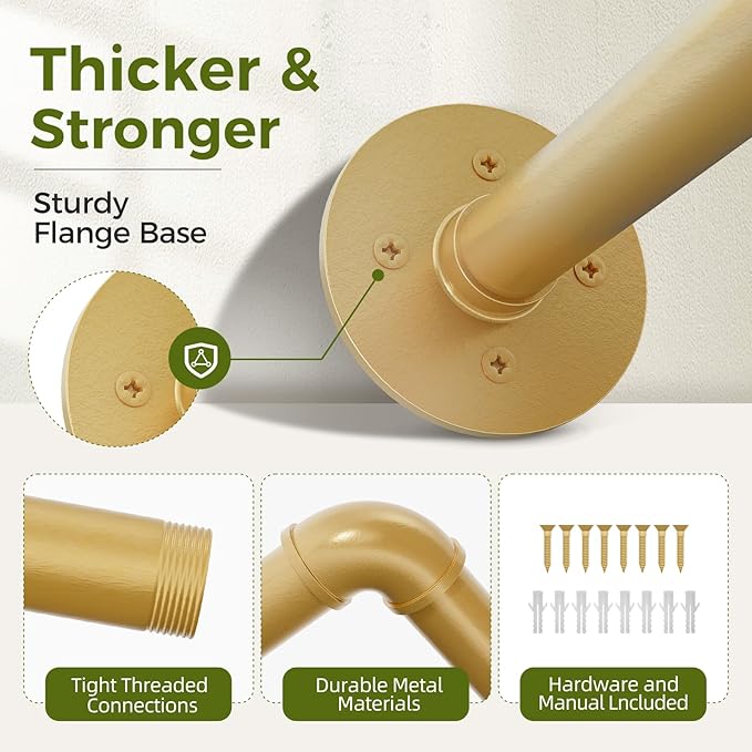 Bamworld Plant Hanger Indoor Hanging Planters for Indoor Plants Hanging Plant Holder Window Plant Rod Gold Metal Shelves 63 Inch