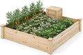 Giantex Raised Garden Bed, 49"x49"x10" Wood Planter Box Kit w/Compost Bin & Open-Ended Bottom for Vegetables, Flowers, Herbs, Fruits, Elevated Square Planting Bed for Patio, Backyard, Garden
