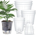 Self Watering Pots for Indoor Plants with Deep Reservoir and High Drainage Holes for Outdoor Plants and Flowers, Bare Root Planter(4.72'', 5.91'', 7.09'',Clear,6 Pcs)