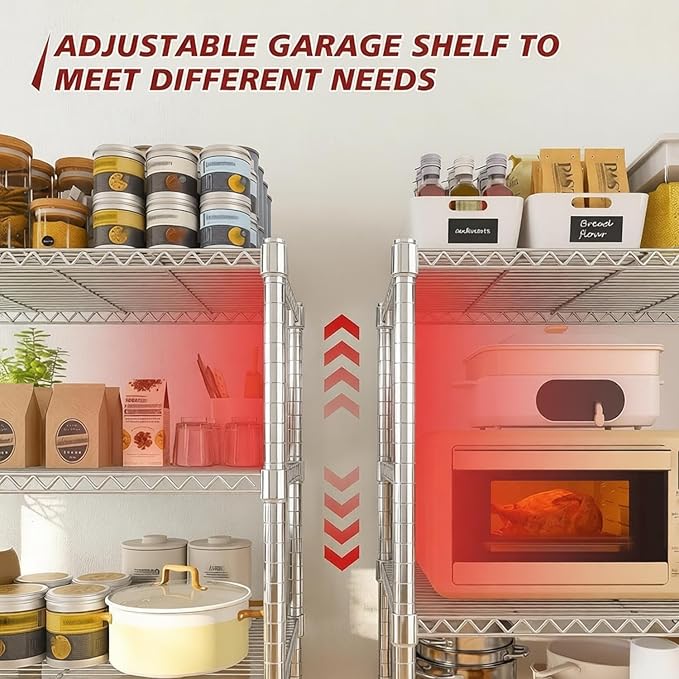 Xcity Storage Shelves, 6 Tier Heavy Duty Metal Shelving Unit, 2400 LBS Capacity Adjustable Steel Wire Shelf Organizer for Pantry, Kitchen, Garage, 14" D x 30" W x 70" H, Chrome