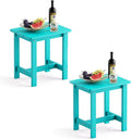 LUE BONA Outdoor Side Table Set of 2, HDPS Small Outdoor Table, Adirondack Side Table, Outside End Table for Patio, Deck, Pool, Weather Resistant/Easy Maintenance, Aruba Blue