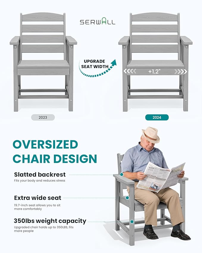 SERWALL Patio Dining Chair Set of 2, Light Gray
