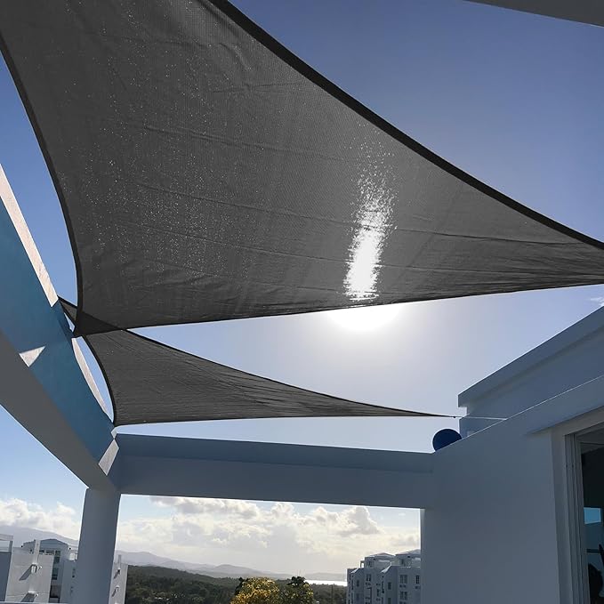 SUNNY GUARD Custom Size 7'x14'x15.7'Graphite Grey Sun Shade Sail Right Triangle UV Block Shade for Backyard Yard Patio Deck Garden(Customized)