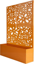Oakland Living 6 ft. X 4 ft. Orange Freestanding Metal Privacy Screen Room Divider with Flower Box