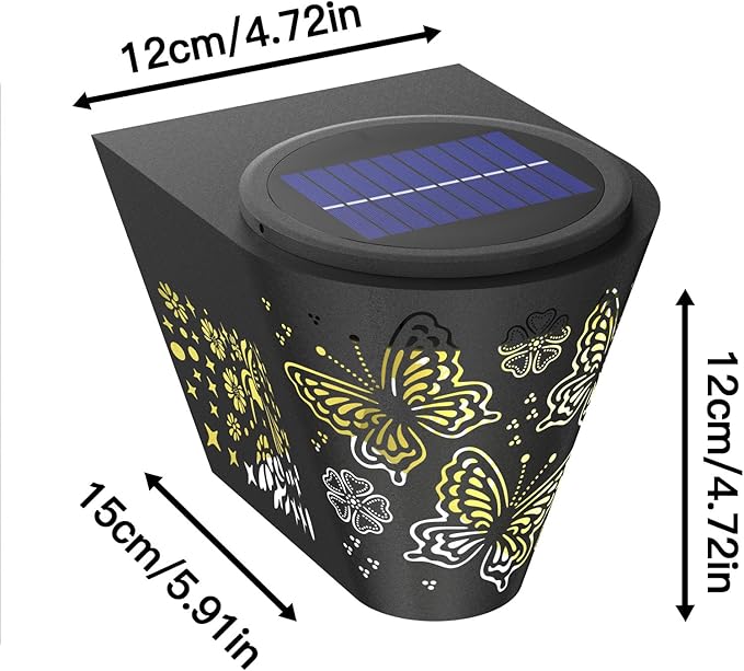 2 Pack Solar Fence Lights Outdoor Wall lihgts Decorations Metal Solar Deck Lights Waterproof LED Solar Powered Step Light Warm White Decorative Lighting for Garden, Front Door (Hummingbird)