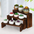 Desk Plant Stand Windowsill Plant Shelf 3 Tiers Wooden Tabletop Plant Shelves Small Countertop Desktop Shelf for Succulent Cupcake Stands Spice Rack