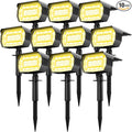 LOTMOS Solar Spot Lights Outdoor Waterproof IP67, 10 Pack Landscape Spotlights with 72 LEDs，3 Modes/ 2-in-1/Auto On/Off Solar Powered Flood Lights for Outside Garden Lawn Patio Driveway (Warm White)