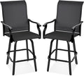 Best Choice Products Set of 2 Swivel Barstools, Bar Height Outdoor Chairs, 360 Rotating Patio Bar Stools w/All-Weather Mesh, 300lb Capacity - Black