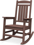 SERWALL Oversized Outdoor Rocking Chair, All-Weather Patio Rocking Chair, HDPE Porch Rocker for Adults, Coffee