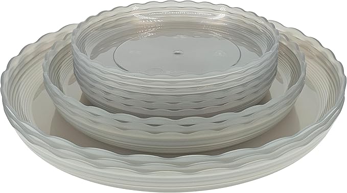 12Pcs Clear Plant Saucer, 6 8 10 Inch Durable Plastic Plant Tray, Round Plant Pot Saucers, Drip Tray for Indoor and Outdoor Garden, Grey