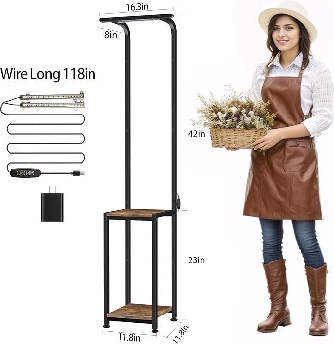 Plant Stand Indoor with Grow Lights, Hanging Plant Stand Plant Shelf Indoor, 65'' Tall Plant Stands Plant Holders for Indoor Plants, Living Room, Bedroom, Balcony