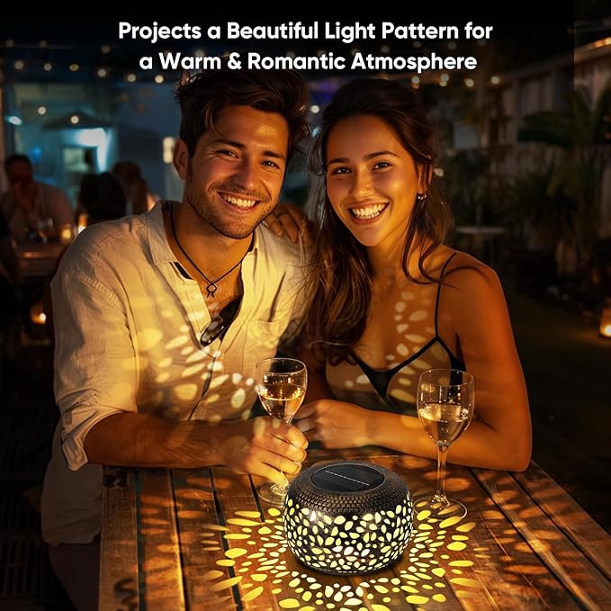 Solar Lantern Outdoor Patio Decor: 4 Pack Solar Lanterns Outdoor Waterproof, Hollow Out Retro Metal Solar Lights, Yard Porch Garden Balcony Indoor Desk Bedroom Tabletop Decorations, 2 Lighting Colors