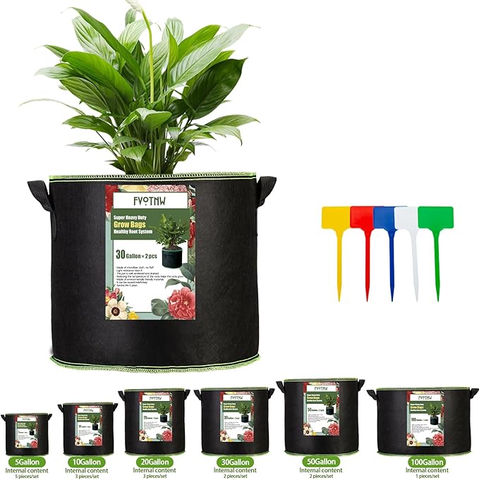 3-Pack 20 Gallon Grow Bags, Thickened Nonwoven Fabric Pots with Handles,Sturdy Garden Planters Aeration Gardening Container to for Plants, Vegetables, and Flowers