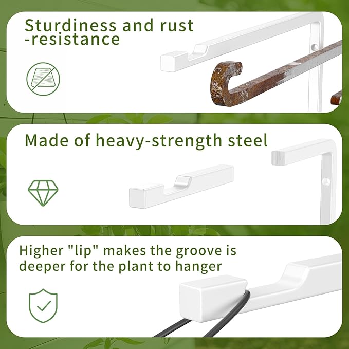 Plant Hangers Outdoor Indoor, 4 Pack 8" Plant Hooks for Hanging Bird Feeder Flower Basket Wind Chime Solar Lantern, Wall-Mounted Decorative Hook, Heavy Duty Rust-proof Steel Bracket for Hanging Plants