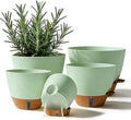 7/6.5/6/5.5/5 Inch Self Watering Pots, Plastic Flower Pots with Multi Mesh Drainage Holes and Deep Reservoir for Indoor Outdoor Garden Plants and Flowers (Green, 5/5.5/6/6.5/7)
