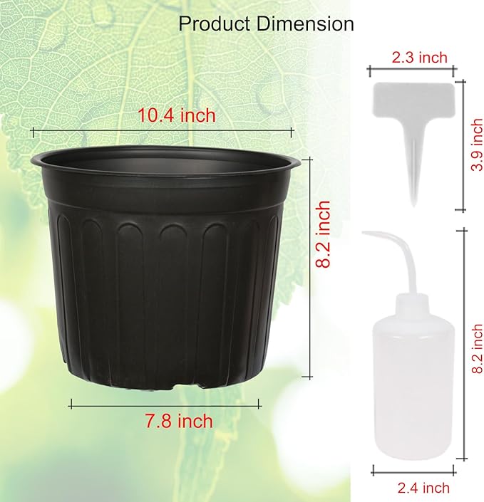 24-Pack 3 Gallon Flexible Plastic Plant Pots with 30Pcs Plant Labels,Thickened Soft Seed Starting Container for Indoor Outdoor Plants, Seedlings, Vegetables, Succulents and Cuttings