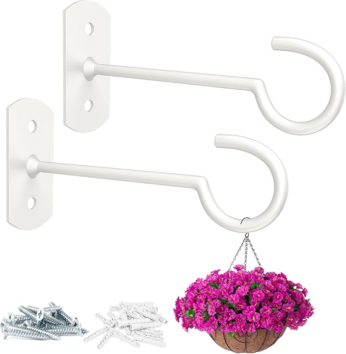 Plant Hook 6inch,Plant Hanger Shepherds Plant Bracket for Wall Hanging Wind Chimes Lanterns,Bird Feeder,Flower Basket,Home Decor Indoor & Outdoor 2 Pack