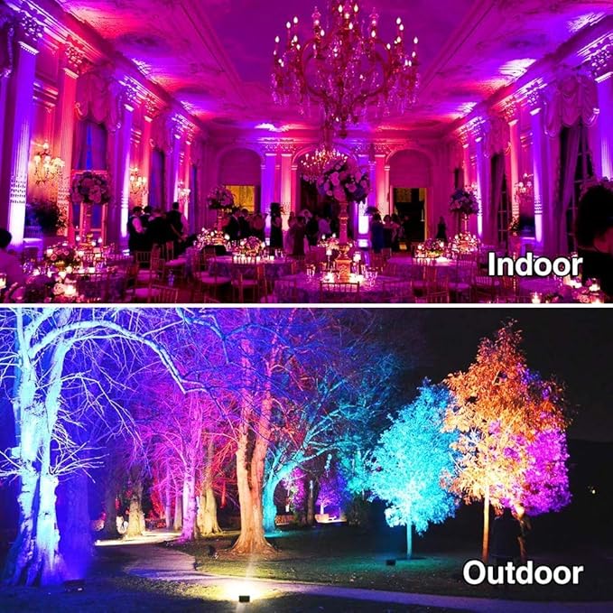 MELPO Led Flood Light 500W Equivalent, RGBW Led Outdoor Lights Colored Floodlight with Remote,50W,5000ML 2700K,120 Colors, Timing, Dimmable, Custom Modes, Landscape Lighting (4 Pack)