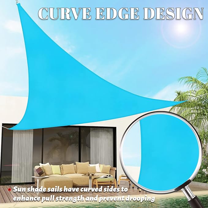 SUNLAX Custom Size 10'x18'x20.6' Turquoise Blue Sun Shade Sail Right Triangle UV Block Sunshade for Backyard Yard Deck Patio Garden Outdoor Facility (Customized)