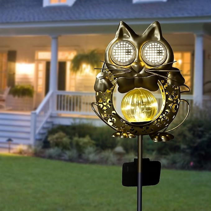 Solar Lights Outdoor Decor, Solar Cat Yard Decorations Outdoor, Garden Decorative, IP65 Waterproof, Gifts for Women Mom, for Yard Patio Lawn Pathway Landscape