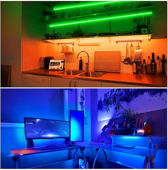 DAYBETTER Waterproof Led Lights for Bedroom, 32.8ft (2 Rolls of 16.4ft) Led Strip Lights, 300 LEDs Color Changing RGB 44 Keys Remote Controller, 12v for Outdoor Room Home Party Christmas Decoration