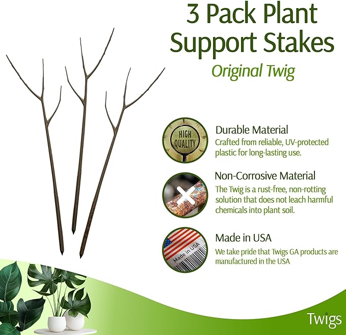 Plant Support Stakes for Indoor & Outdoor Use, Durable Trellis Alternative for Climbing & Potted Plants, Houseplant Stem Holder Structures - Moonstone, 3 Pack, 22" L, Original