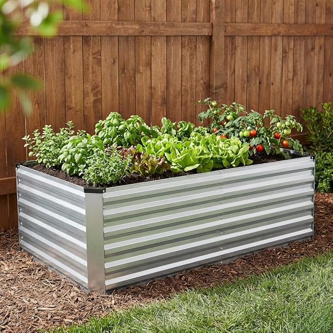 INNO STAGE 6x3x2ft Galvanized Raised Garden Bed, Raised Garden Bed Kit-Metal Planter Box Outdoor, Planting for Vegetables, Fruits, Herbs, Flowers, Silver