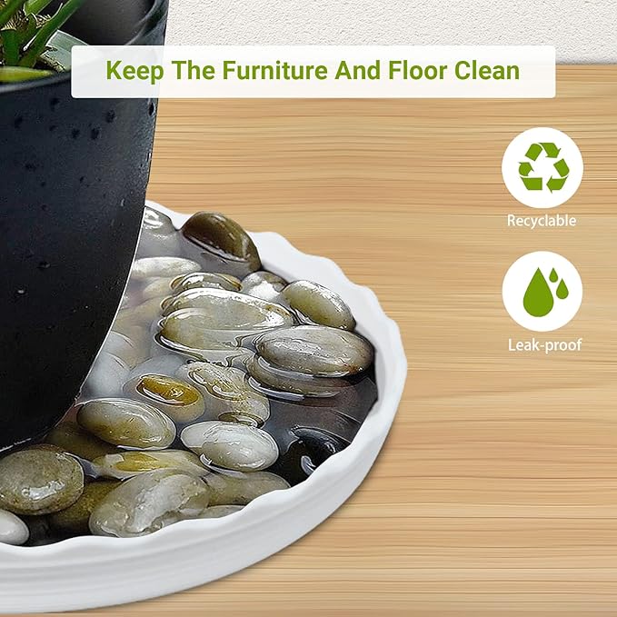 12Pcs Plant Saucer, 6 8 10 Inch Durable Plastic Plant Trays for Pots, White Round Plant Pot Saucers, Drip Tray for Indoor and Outdoor Garden