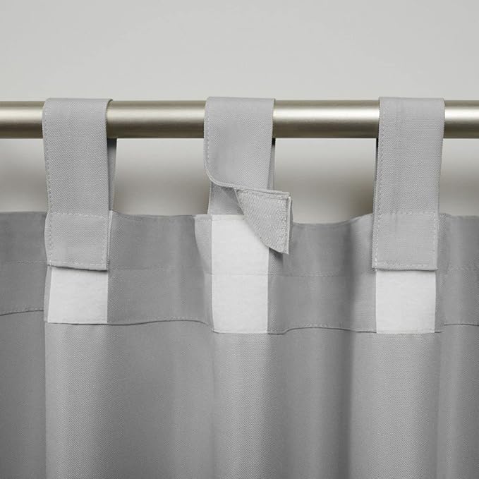 Exclusive Home Cabana Solid Indoor/Outdoor Light Filtering Hook-and-Loop Tab Top Curtain Panel Pair, 54"x144", Cloud Grey