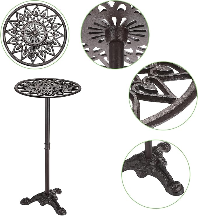 OwnMy Cast Iron Tall Plant Stand Heavy Duty Vintage Flower Pot Holder Stand, Decorative Round Potted Plant Holder Rack, Indoor Outdoor Metal Plant Holder Wrought Iron Large Plant Stand for Home Garden