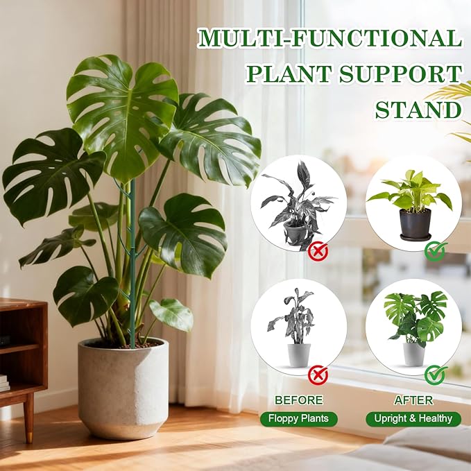 5pack Adjustable Plant Support Pole – Stackable Indoor/Outdoor Support Pole with Clamps, Suitable for Supporting Monstera and Climbing Plants, Garden Accessories, Perfect Replacement for Plant Stakes