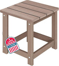 LZRS Adirondack Square Outdoor Side Table for Patio, Pool Composite Patio Table,HDPE End Tables for Backyard,Pool, Indoor Companion, Easy Maintenance & Weather Resistant(Weathered Wood)