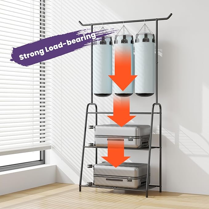Metal Plant Stand Indoor Outdoor, 3 Tier Tall Corner Plant Shelf, Hanging Flower Ladder for Living Room, Balcony, Garden, Patio (Black)