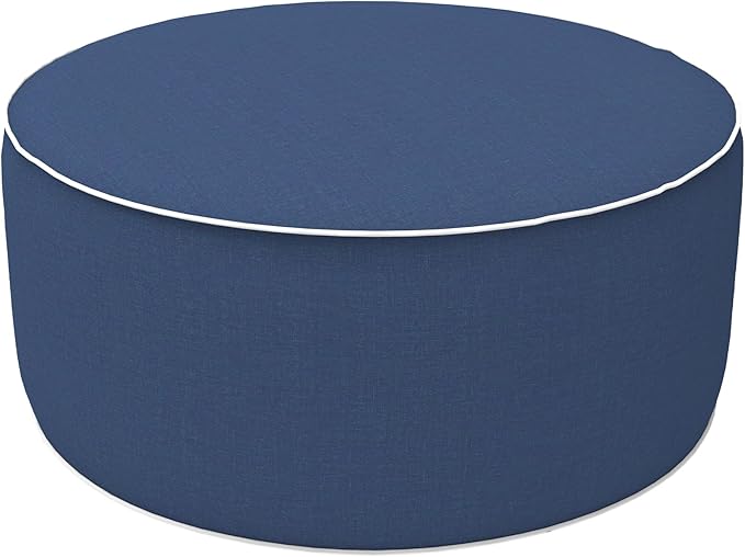 LVTXIII Inflatable Stool Ottoman Footrest with Handle, All Weather Footrest Seat, Indoor or Outdoor Pouf for Home Patio Garden and Camping Use, D31 xH14, Large Round, Navy Textured