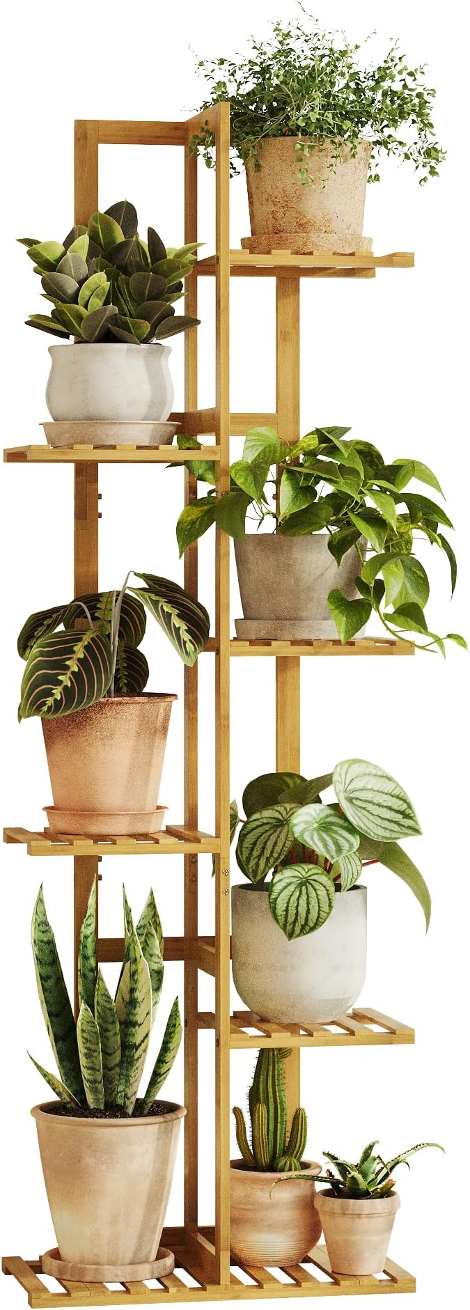Bamworld Bamboo Plant Stand Indoor 6 Tiered Plant Shelf Outdoor Corner Plant Rack for Multiple Plants Flower Stand Plant Holder for Living Room Bedroom Balcony Patio Garden 48 Inch Natural