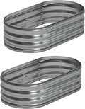 4x2x1ft(2 Pack) Galvanized Oval Raised Garden Bed,Outdoor Planter Box Metal Patio Kit Planting Bed for Vegetables Flowers Herb,Silver