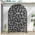 Casaphoria 72" H x 47" W Arched Metal Privacy Screen - Elegant Freestanding Outdoor Screen for Deck, Patio & Balcony - Versatile Decorative Privacy Panels for Home & Garden Use (Black-Helen)