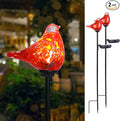 Bshine Solar Garden Decoration Outdoor Cardinal Lights, Hand Blown Glass Waterproof Solar Light Stake Red Cardinal Decorate Paths, Pathways, Lawns and Yards Art for Mom Gift, 2 Pack