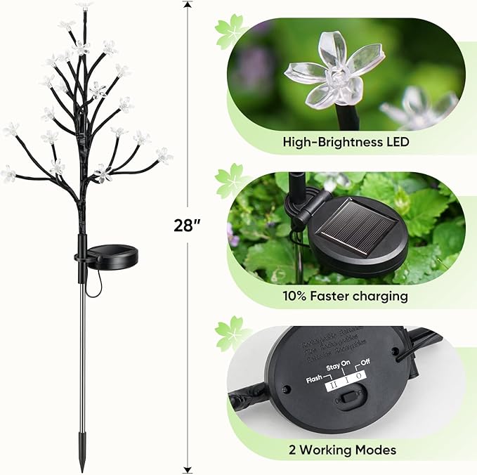 Solar Garden Lights Outdoor,Solar Lights Outdoor Decorative Waterproof for Outside 8Pack,160Led Solar Flowers Garden Decor, Yard Pathway,Patio Fairy Decorations,Gardening Gifts for Women Mom