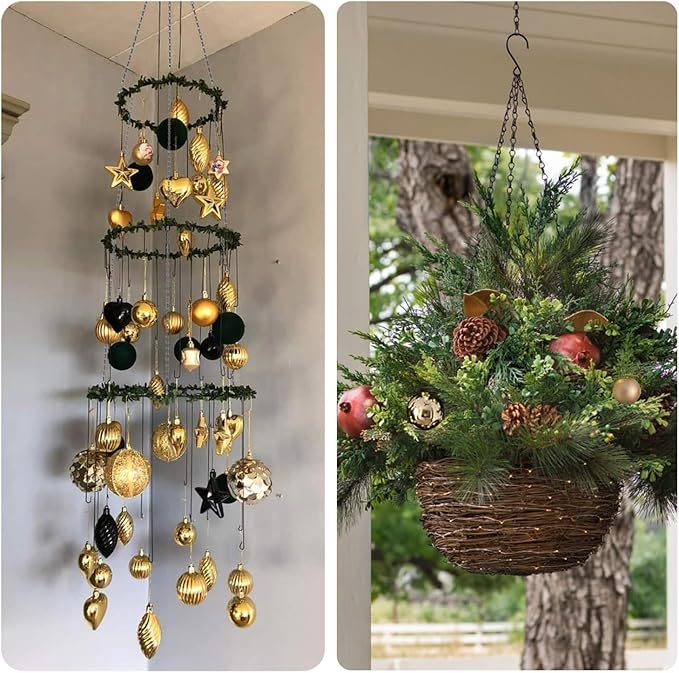 Adjustable Hanging Chain with Hooks, 20.8", Black 15pcs Heavy Duty for Hanging Grow Lights, Christmas Wreath, Neon Sign, Indoor Plants, Bird Feeders